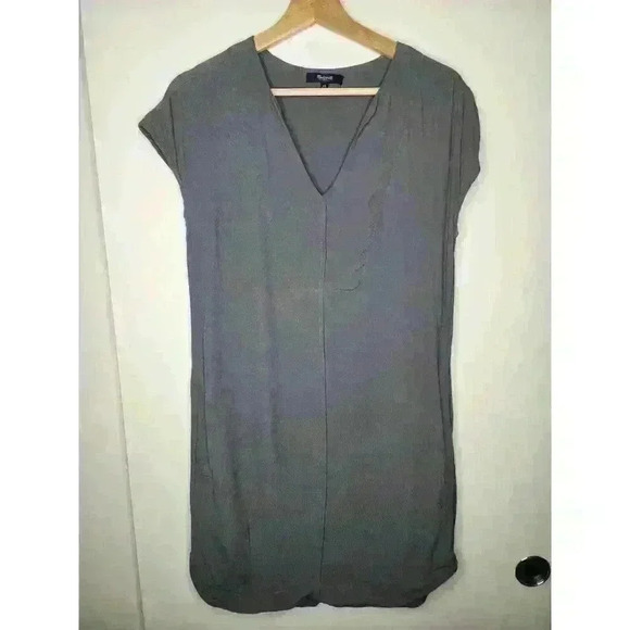 Madewell Gray Du Jour Tunic Shift Dress Womens size XSmall Charcoal Crepe Career - Picture 2 of 4